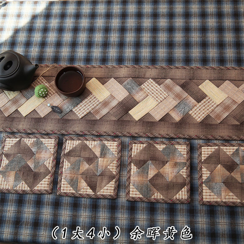 Primer paño teñido estera de té hecho a mano DIY patchwork corredor de mesa bordado Lu bordado estera de la placa de té Zen camino de mesa té arte de la vendimia toalla de té