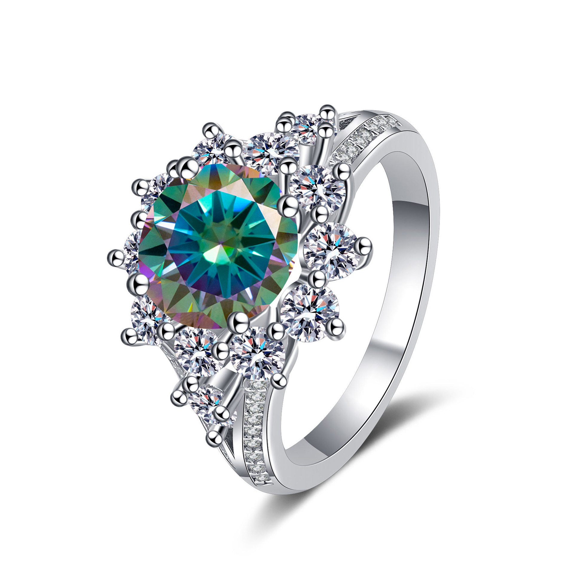 925 anillo de plata esterlina mujer 3 quilates color moissanita ligera anillo de viento de lujo chapado pt950 oro meson fábrica en stock
