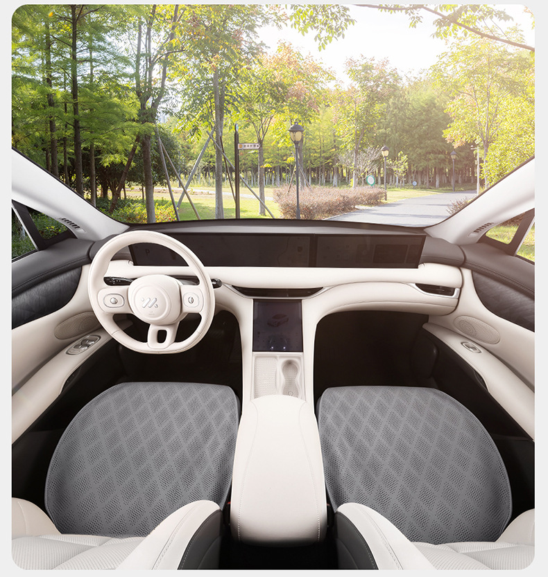 2025 New Anti-Dirty Four-Season Universal Three-Piece Seat Cushion Without Backrest Nappa Leather Perforated Breathable Car Seat Cushion