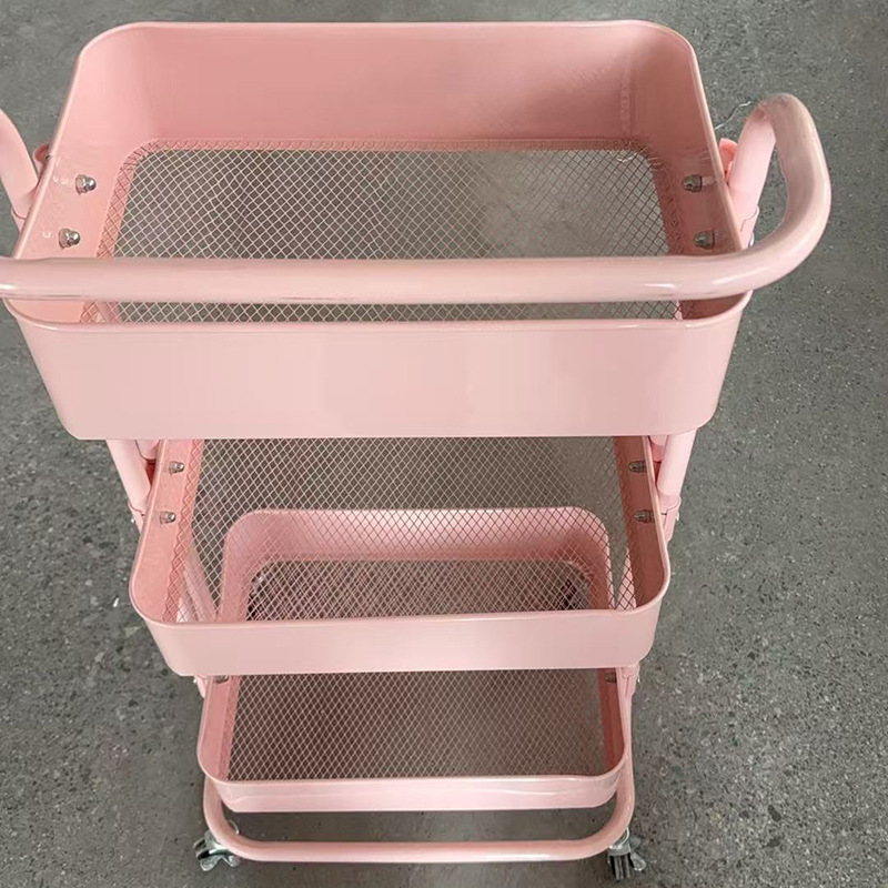 Estante de almacenamiento de carro de acero al carbono multicapa sin instalación móvil de almacenamiento de bocadillos de cocina de dormitorio