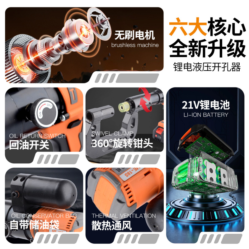 充电式锂电液压开孔器桥架打孔机C型钢打孔电箱不锈钢槽钢开孔器|undefined