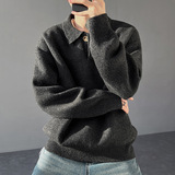 2026秋季青少年宽松型圆领长袖针织衫运动风格透气罗纹底摆厚款，男装针织衫/毛衣，星座614