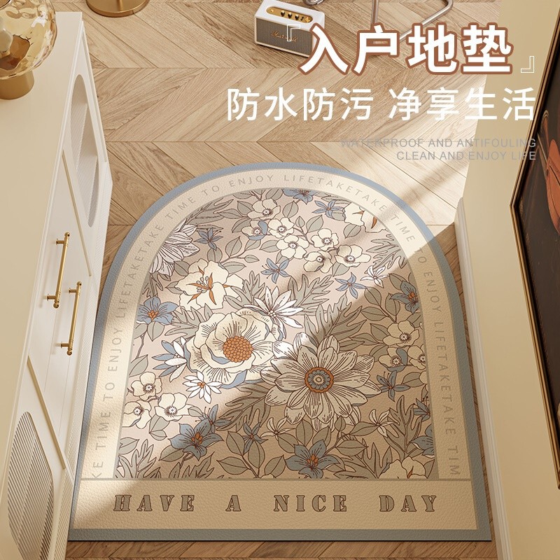 American Style Pastoral Entrance Door Mat Large Size Carpet Corridor Aisle Waterproof Clean-Free Leather Non-Slip Mat for Home