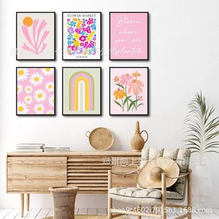 Bohemian Art Painting Amazon Cross-Border New Product Decorative Painting Flower Danish Pink Matisse Painting Core Bedroom