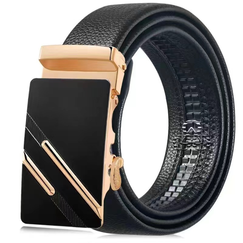 Cinturón de cuero de los hombres de gama alta cinturón pantalones cinturón de los hombres duraderos nuevo estilo pantalones cinturón guapo hebilla automática de moda nuevo
