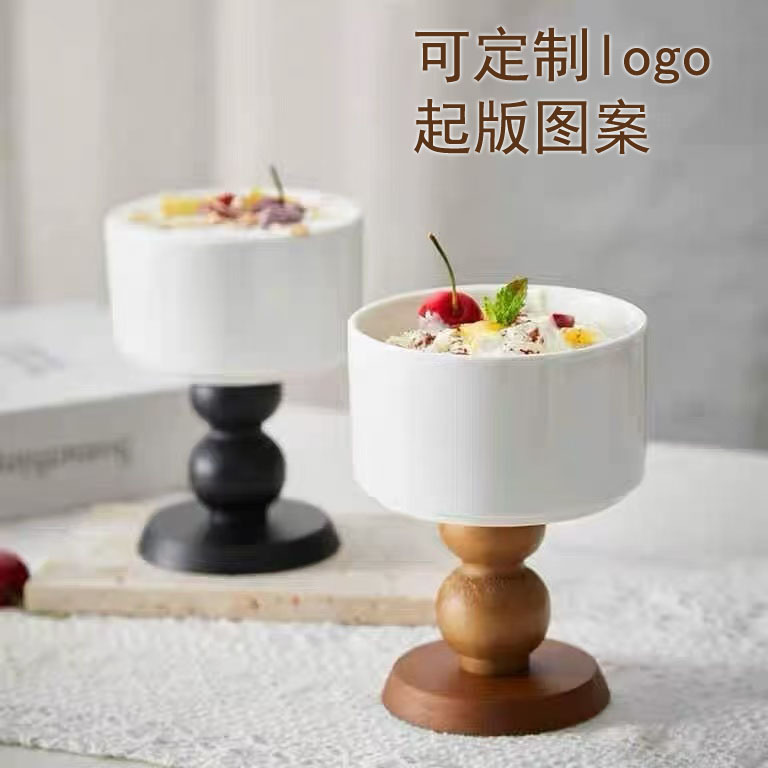 French Ins Style Retro Ceramic Goblet Tall Bowl Tall Cocktail Glass Dessert Bowl High-End Ornaments