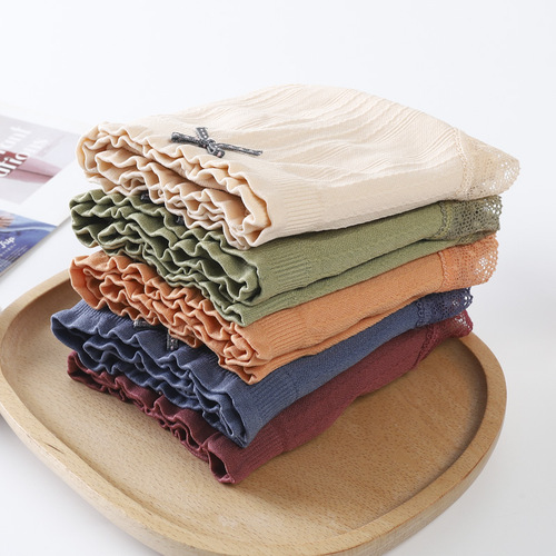 Japanese new girls' mid-waist underwear, sweet one-piece lace edge breathable pure cotton temperature-changing comfortable briefs for women