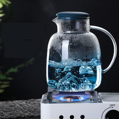 耐熱玻璃冷水壺耐高溫涼水壺家用大容量水壺錘紋圓柱壺觀山果汁壺