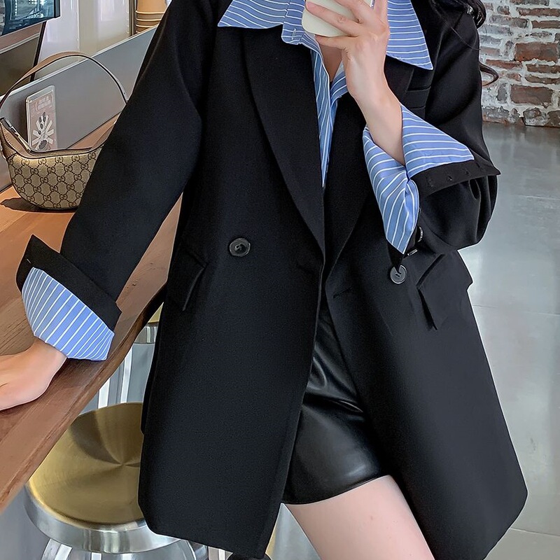 Plus-Size Casual Blazer for Women, 2026 Spring New Style, High-End Loose Fit, Niche Design, Faux Two-Piece Suit Jacket