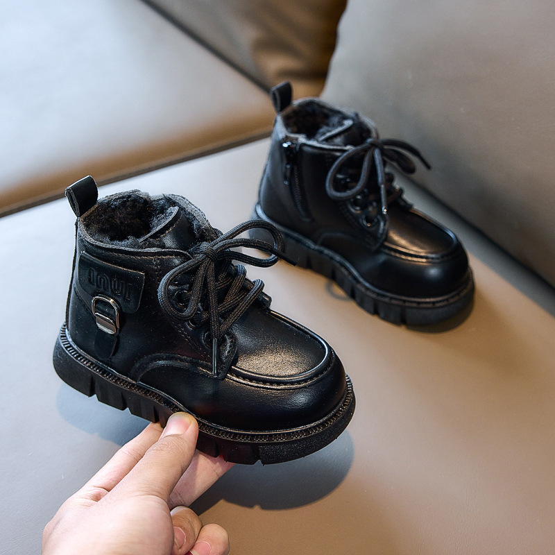 Autumn Winter Children's Snow Boots Fleece Lined Warm Cotton Shoes Boys Little Yellow Girls Big Cotton Martin Boots_voghion.com