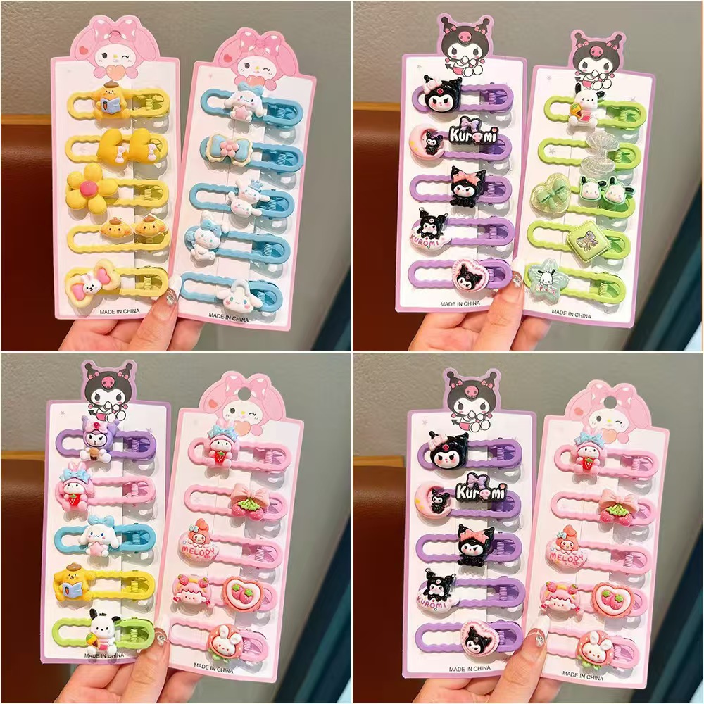 Sanrio 어린이 머리핀 머리 장식 만화 머리핀 어린 소녀 헤어 액세서리 귀여운 아기 머리카락을 다치게하지 않는 측면 앞머리 클립