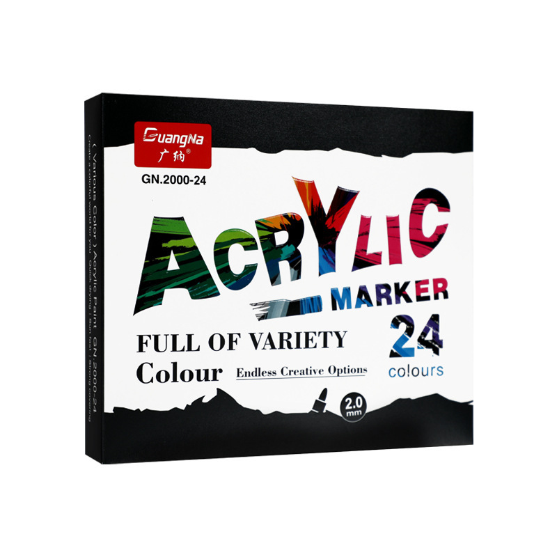 Guangna 2000 a base de agua de 2mm marcador de acrílico tipo prensa 12 colores 24 colores 36 colores 48 colores traje transfronterizo exclusivo