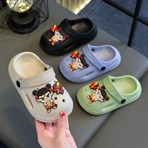 Children's Summer Slippers for Boys, Simple Sporty Home Shoes, Outdoor Wear, Baby Learning to Walk Shoes, Thick Sole Anti-Slip, Dual-Use Slippers