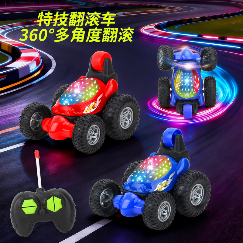 Cross-Border Remote Control Stunt Car 360-Degree Rotating Roll-Over Dump Truck Remote Control Car Children's Remote Control Toy Racing Car Free Shipping