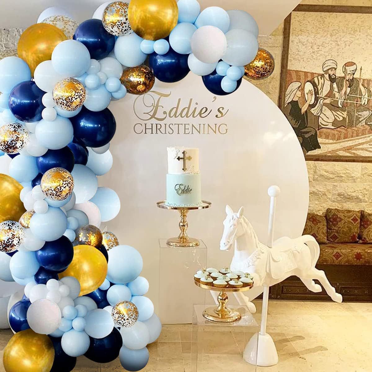 Transfronterizo azul marino platino látex confeti globo traje cumpleaños boda bienvenida bebé fiesta decoración suministros