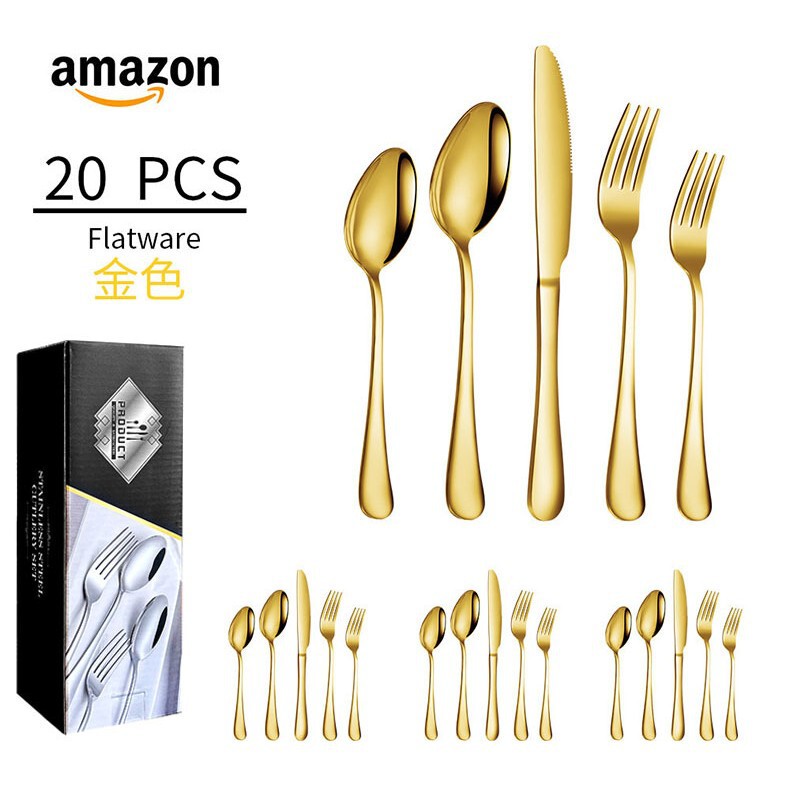 クロスボーダー1010ステンレス食器5セット20/30セット洋食ステーキナイフフォークスプーンセットギフトボックス|undefined