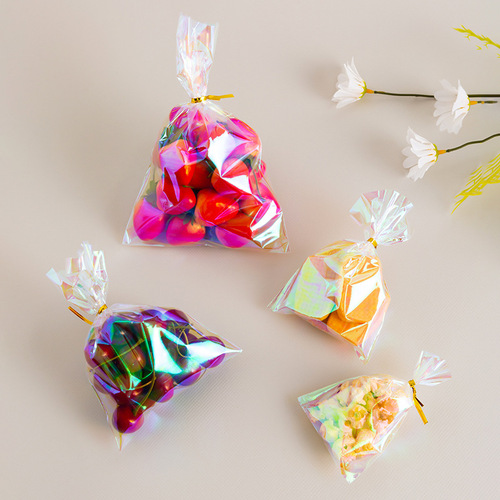 Cross-border new colorful baking packaging bags, colorful flat pockets, candy and biscuit food packaging bags, 100 pieces/piece