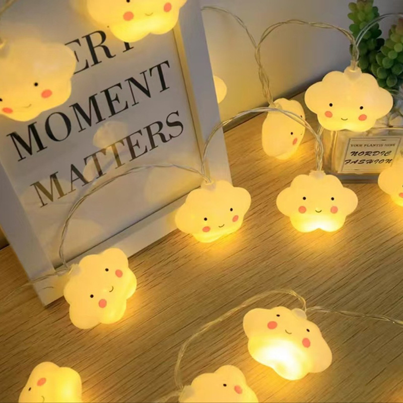 LED Star & Cloud String Lights – Battery/USB/Plug-in Hanging Decor For Bedroom, Camping, Parties (IP43, 10/20/40 LEDs, 2700K Warm White)_voghion.com