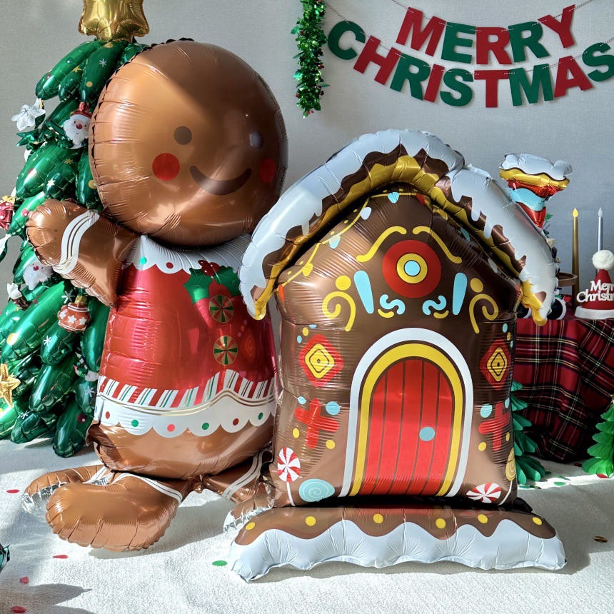 Decoración de props atmósfera de decoración 2024 Navidad de pie viejos globos de película de aluminio gigantesco café bar centro comercial