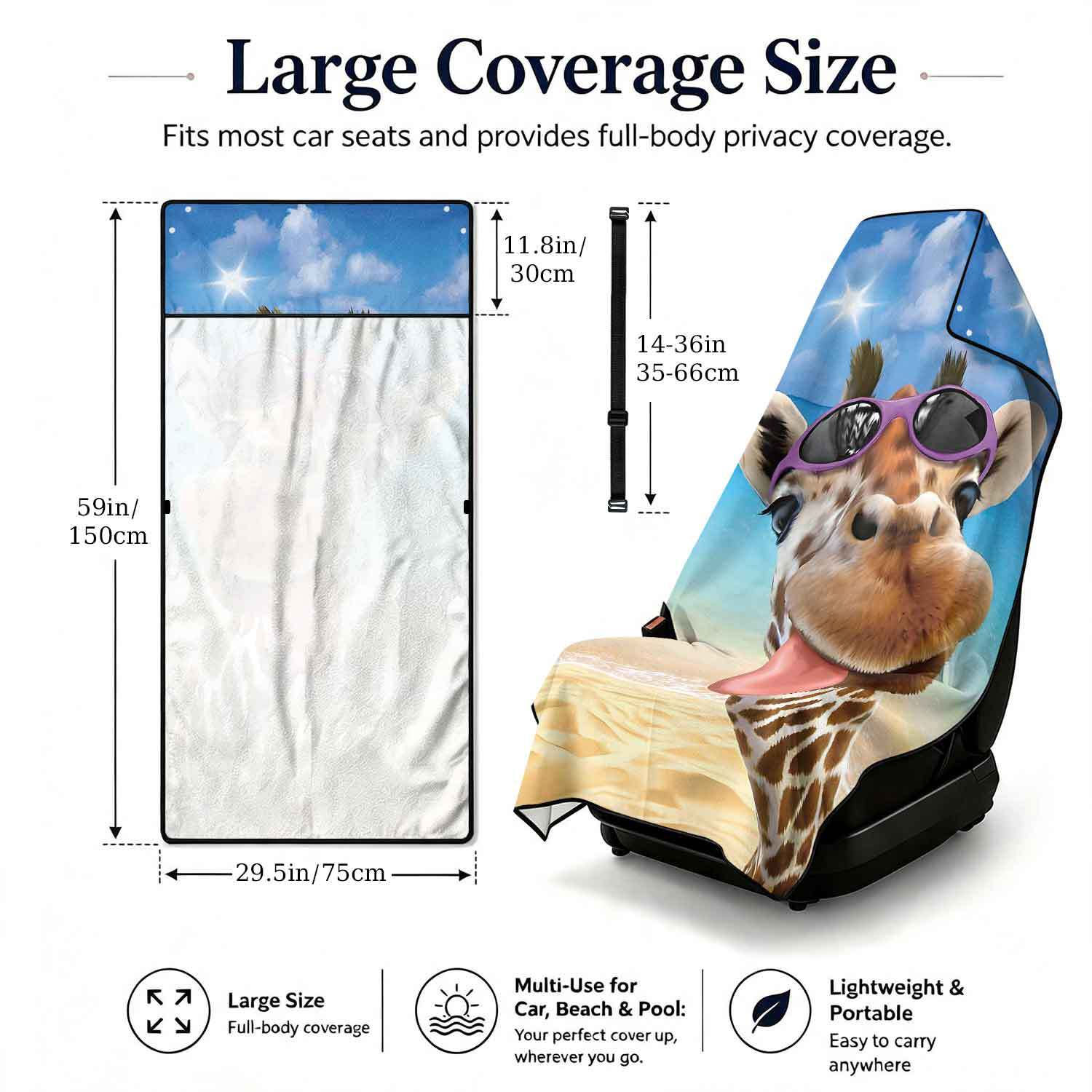 2-piece dual-use car seat cover, ultra-fine fiber, can be used as a beach towel, printed car protective seat cover 13