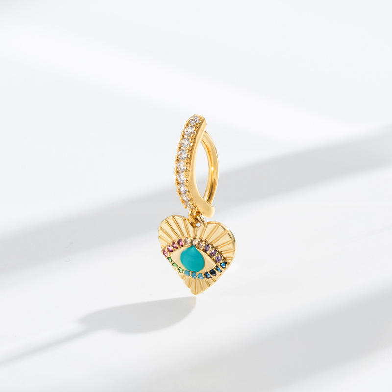 Copper Material Devil'S Eye, Heart Shape, Snake Pattern Women's Gender Inlay Design 1 Piece Belly Rings Ethnic Style Devil'S Eye Heart Shape Snake Copper Inlay Turquoise Zircon