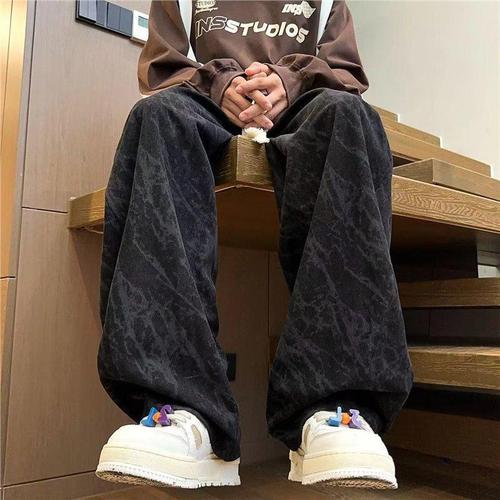 Drop Feeling Letter Full Print Casual Pants Men Design Sensory Autumn Winter Straight Leg Wide Leg Pants Loose Matchy-Dressy Floor-Length Pants