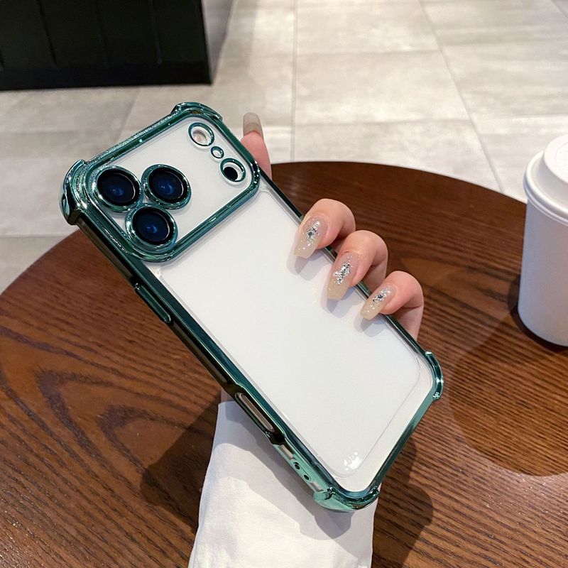 适用iPhone17PROMAX气囊防摔手机壳透明电镀带镜头膜苹果16硬防摔|undefined