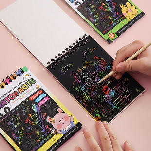 Children's Colorful DIY Scratch Painting Creative Graffiti Scratch Painting Book Kindergarten Art Scratch Paper Fun Scratch Painting Wholesale