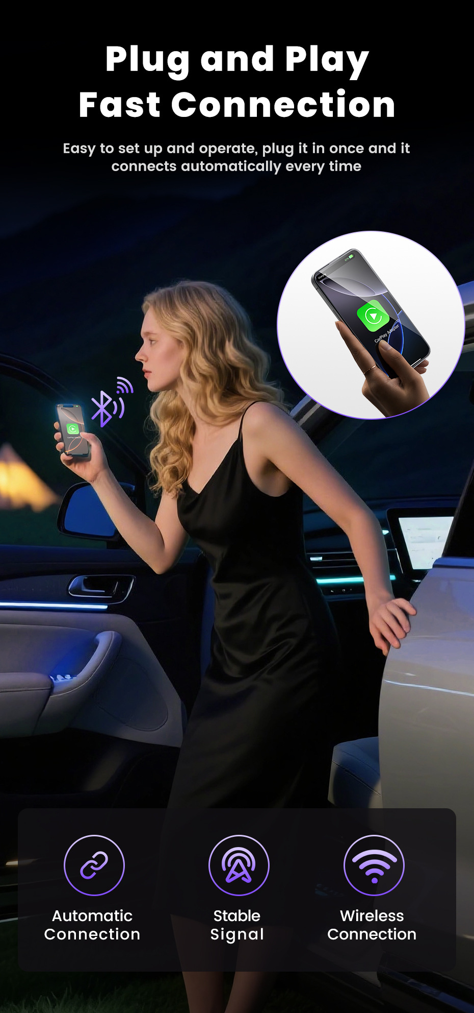 Toocki Car Wired to Wireless Carplay Apple Charging Two-In-One Smart Car-Machine Interconnection Navigation Box