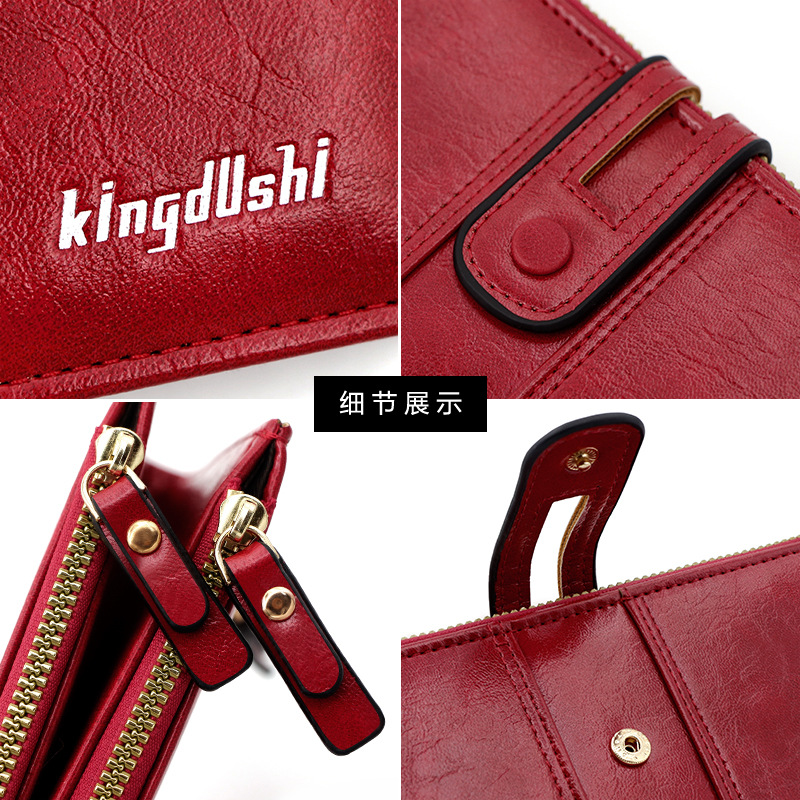Nueva billetera larga de las mujeres de moda simple estilo coreano de gran capacidad hebilla cremallera bolsa de embrague multi-Tarjeta billetera