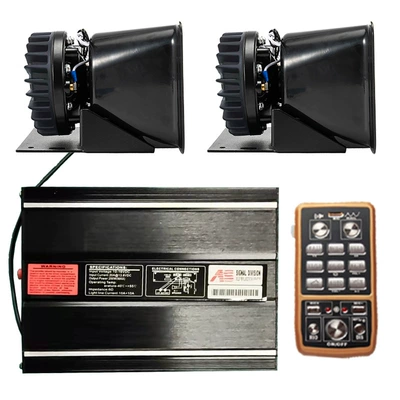 Wireless siren 400W megaphone high-pitched alarm speaker AS7200N-2+ stainless steel horn (Car horn/tweeter) - as7200n-2-host-cooling-square-speaker-set-12v