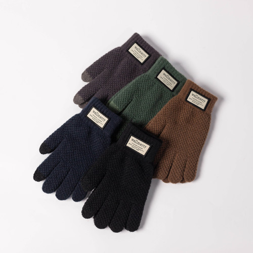 Winter Thicken Korean Style Cold-Proof Cute Touch Screen Warm Wool Knitted Gloves for Men and Women Finger Warm Gloves
