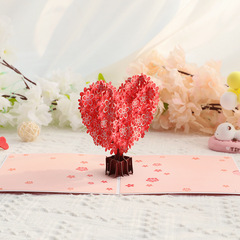 Creative 3D Valentine's Day Greeting Card with 3D Heart Cherry Blossom Tree, Couple's Declaration Surprise Gift for Boyfriend and Girlfriend