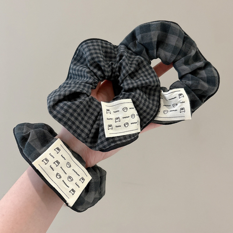 Colegio gris de viento cuadriculado anillo de cabello intestino grueso estudiantes de cabello simple cuerda de cabello universal cuerda de cabello de niña