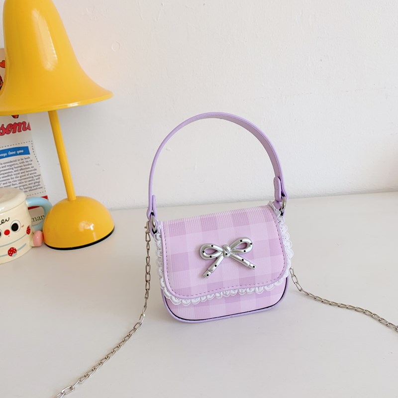 Coreano lindo arco padre-hijo bolso de hombro mini bebé bolso de celosía dulce encaje bolso de cadena para niños