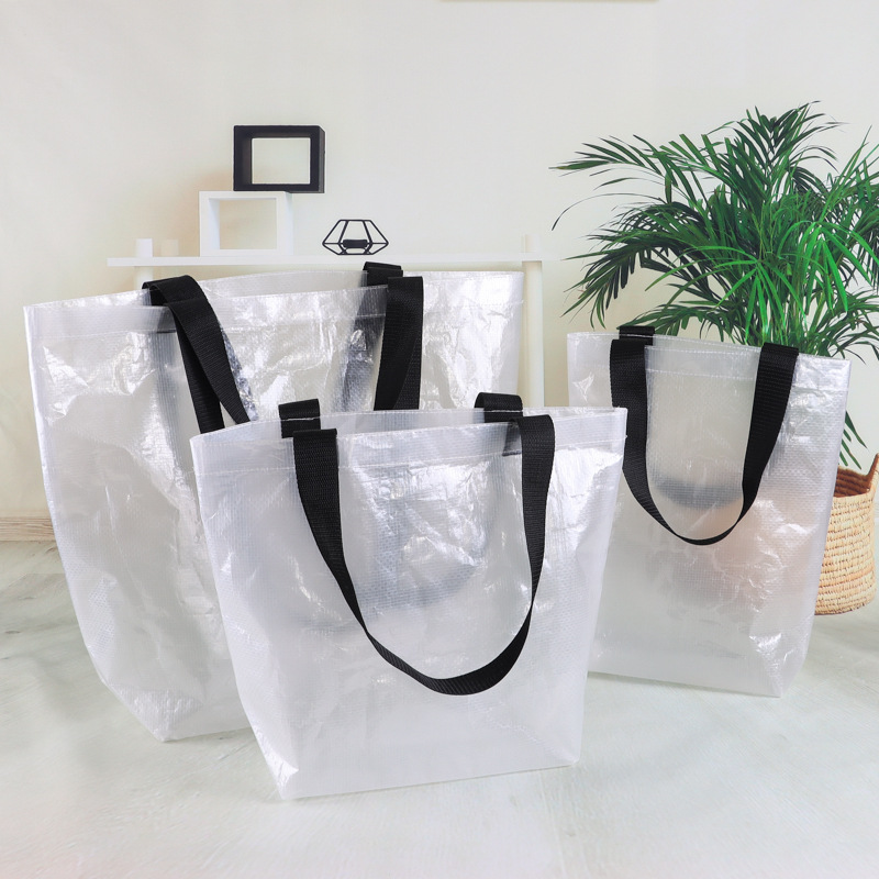 厂家批发PP透明编织袋覆膜外卖打包袋广告宣传袋支持印制环保材质