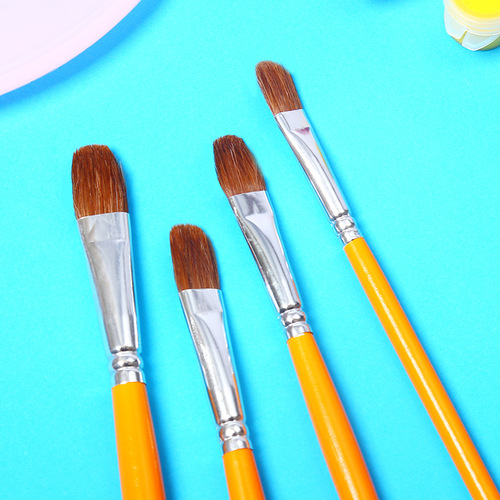 Children's paint pen acrylic painting student art with round edge wolf hair painting row pen oil painting brush set