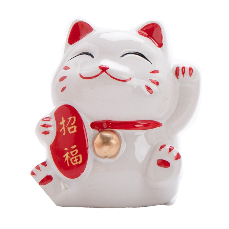 Ceramic Candy Box Lucky Cat Piggy Bank Ornaments Wedding Hand Gift Box Candy Box Painted Craft Finished Mori