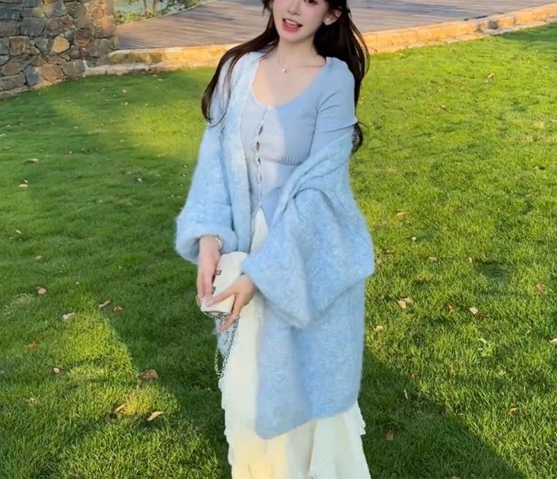 今年流行女装新款针织开衫巨好看氛围感韩版温柔系泡泡袖毛衣外套|undefined