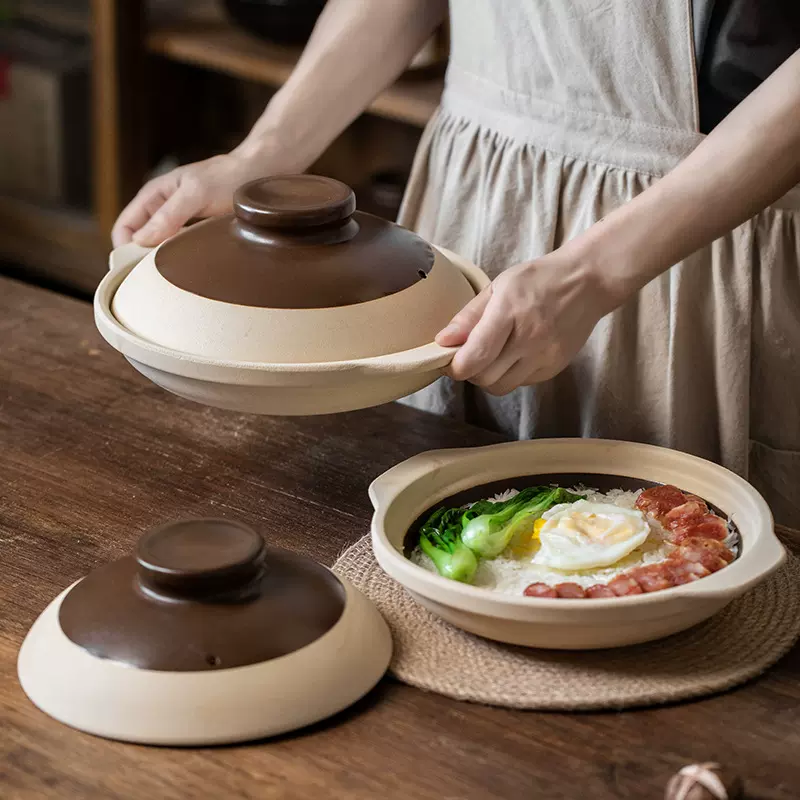 老式家用土陶砂锅干烧耐高温明火电陶炉陶瓷煲商用煲仔饭浅锅批发