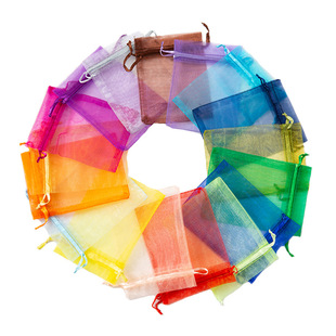 Spot supply solid color Pearl yarn mesh bag drawstring bezel gift bag jewelry organza candy yarn bag