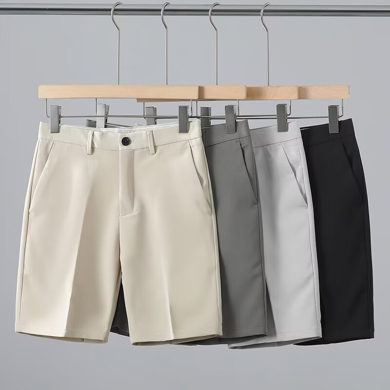 Fuiv Men's Suit Shorts Loose Straight Split Pants Outerwear Korean Style Trendy Summer Versatile Casual Five