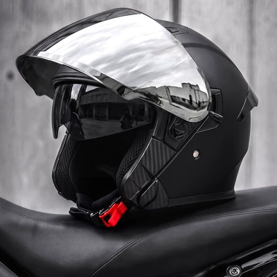 Motosiklet kaskı (dəbilqə), half helmet for scooters and motorcycles - matte-black-silver-plated-mirror-free-high-definition-mirror-l58-59-head-circumference