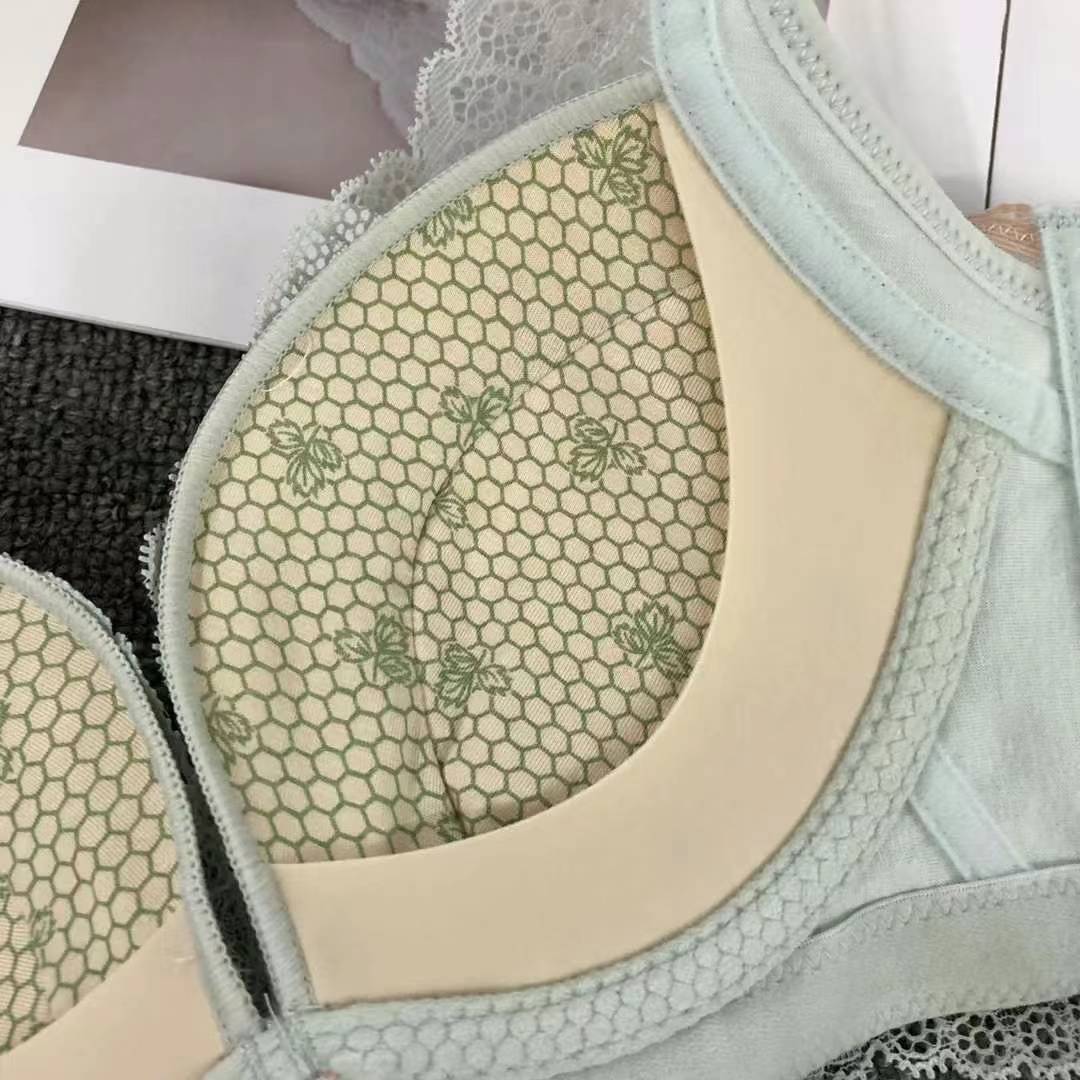 Nuevo sujetador de alta calidad de moda de encaje jacquard transpirable ajustable cómodo tres botones de colado ropa interior mujer