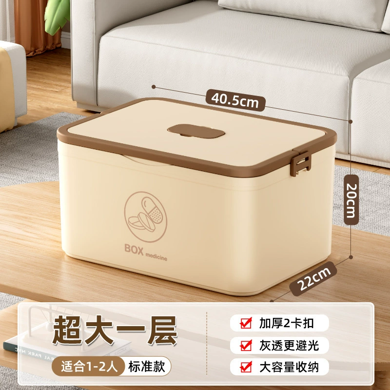 Medicine Storage Box, Plastic Multi-Layer Organizer, Portable Handle, Large Capacity