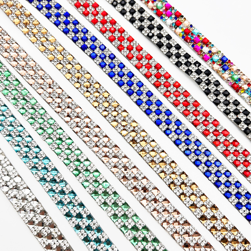 彩色玻璃水钻条自粘背胶钻条汽车装饰钻带diy包包饰品配件钻贴