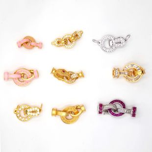 S925 silver gold-plated high-end diamond connecting buckle universal buckle versatile necklace buckle crystal buckle T square color diamond jewelry buckle