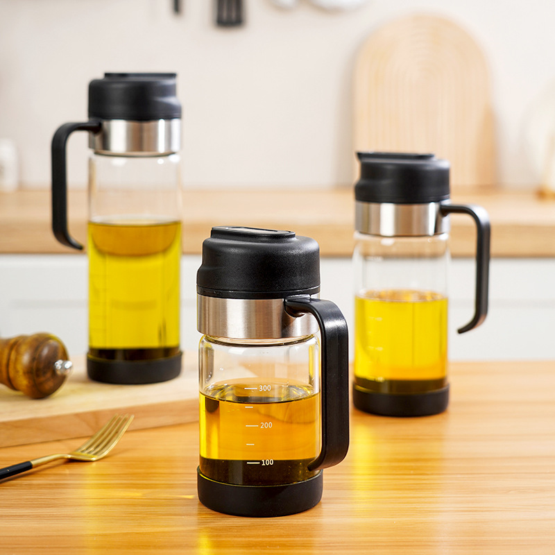 Olla de aceite de apertura y cierre automático, vidrio de gran capacidad, resistente al calor, gravedad, autoapertura, cocina, salsa de soja, vinagre, botella de condimento, botella de aceite, control de aceite