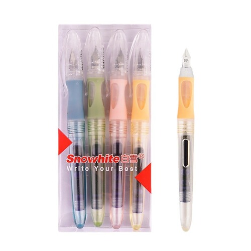 White Snow Direct Ink Pen EF Tip Refillable Ink Cartridge Student Erasable Rollerball Pen Large Capacity Posture Correcting Pen