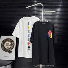 25夏季新款潮牌五颜六色发泡立体图案宽松短袖T恤 男女同款